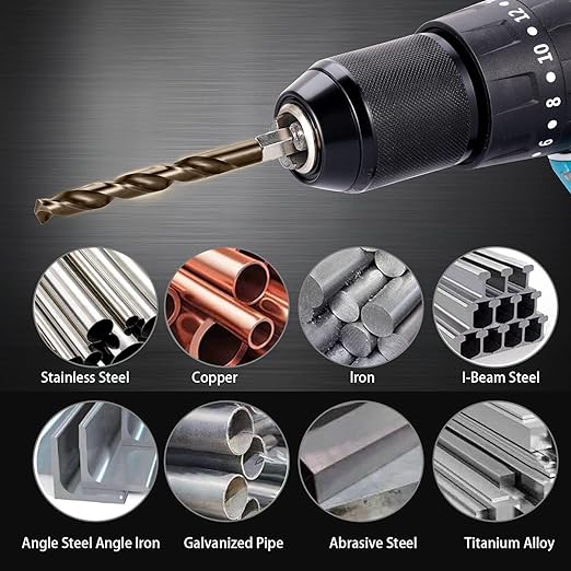 1/4 Hex Shank Cobalt Drill Bit Set for Metal and Hardened Steel, 13Pcs 1/16"-1/4" M35 HSS Twist Drill Bits for Impact Driver, with Index Holder