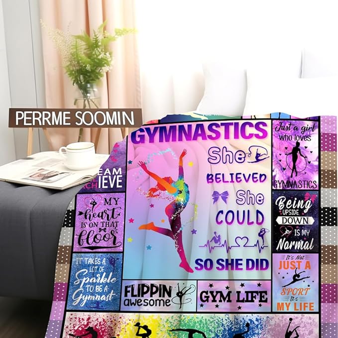 Gymnastics Throw Blanket Plush Fleece Soft Lightweight Flannel Fleece Blankets Decor for Couch Sofa Living Room Bedding 50"X40"