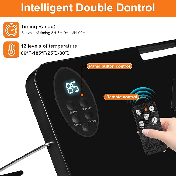 Chicken Coop Heater for Winter, Inside and Outdoor Pet, Animal Heater,Radiant Heat Panel with Overheating Protection with High Temperature Alert,Remote Control Timing Function, Adjustable Temp