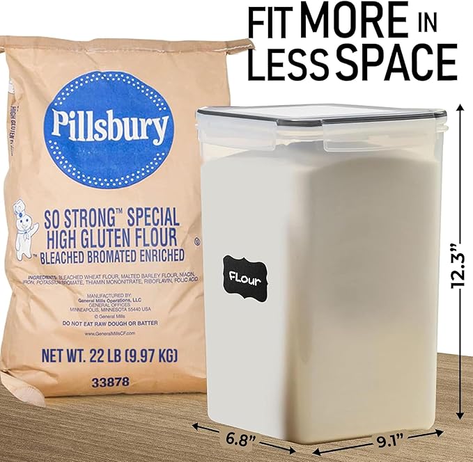 WHITE FEATHER SUPPLIES 8.5L/287Oz Extra Large Airtight Food Storage Containers (2 PC) with Lids, Kitchen and Pantry Organization Containers for Baking Supplies, Cereal, Flour, Sugar, Rice (BPA Free)