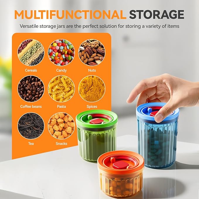 THKAILAR 6-Pack pantry food storage containers with lids(10oz/17oz/24oz) for Kitchen Pantry Organization, Leakproof BPA-Free Snap-Lock Lids for Dry Food,Flour,Nuts,Grains,Coffee