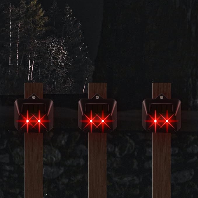 4 Pack Solar Nocturnal Animal Repellent Outdoor Predator Eyes Coyote Deterrent Skunk Repellent for Yard with Predator Lights for Deer Fox Raccoon Animal Repeller Device for Chicken Coop Farm Garden