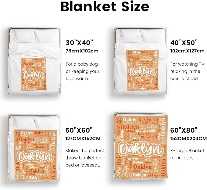 Custom Blanket with Name Personalized Blankets for Kids Adult Boys Girls Flannel Monogrammed Customized Blankets Throw (30''x40'')