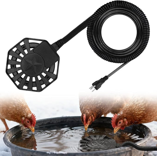 250W Submersible Chicken Waterer Heater- Thermostatic Control Deicer for Max 40 Gals Water Capacity, Energy-Saving Rust-Proof Chicken Coop Poultry Water Heaters for Duck Goose Bird Livestock