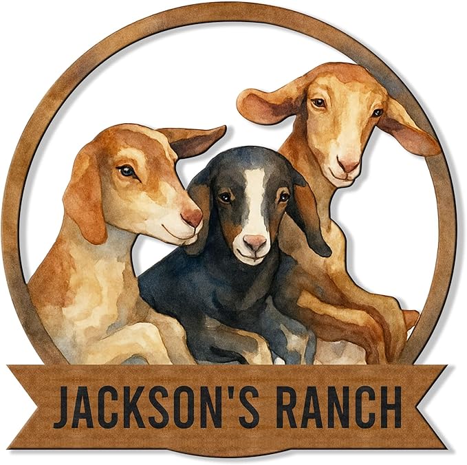 Personalized Goat Metal Sign, Custom Farm Animal Sign for Porch Fence Yard – Home Decor Gifts for Goat Owner, Farmers, Homesteaders, Birthday or Housewarming Gift