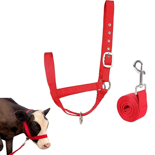 perixir Cow Halter Cattle Halters Calf Halter with Leading Rope，Adjustable Nylon Livestock Cattle Halter，for Miniature Horse Donkey Goat Foal