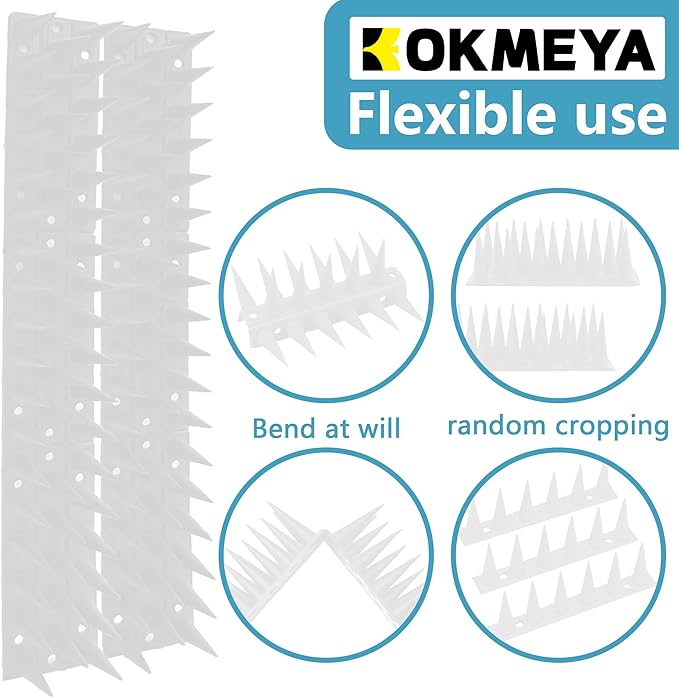 Bird Spikes,Clear,6 Pack Bird deterrents for Outside,Keep Raccoon Squirrel Pigeon Away,Fence Spike for Garden Patio