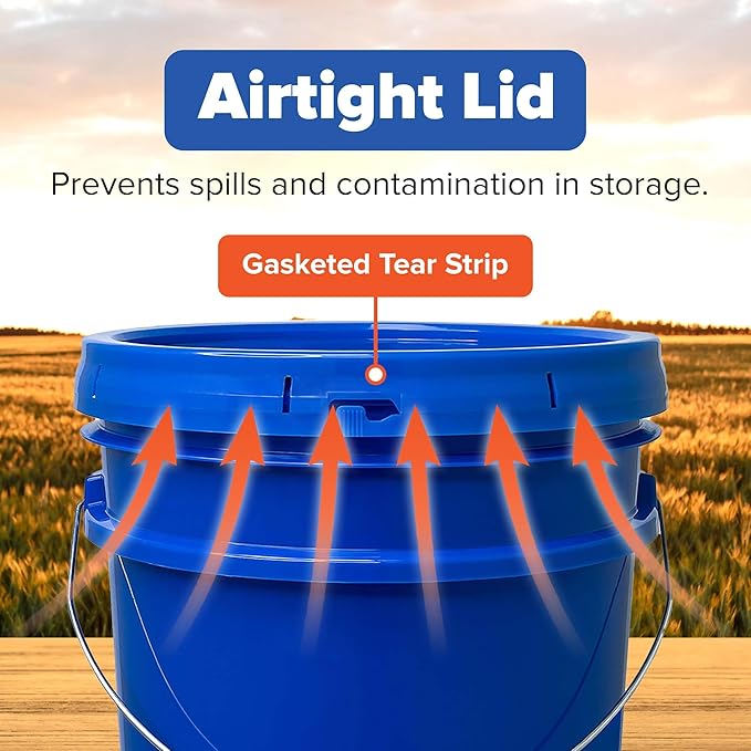 ePackageSupply 5 Gallon Bucket with Airtight Lid | Made in USA | Food Grade | Heavy-Duty Premium HPDE Plastic | Durable 90 Mil All Purpose Pail | Easy Stack and Store | BPA Free | 3 Count