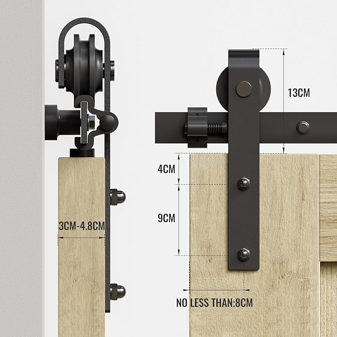 CCJH 6.6FT/200CM Sliding Barn Door Hardware Kit for Single Door Carbon Steel Black