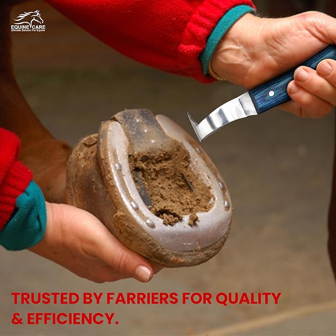 Equine Care Double-Edged J2 Stainless Steel Hoof Trimming Loop Knife, Hoof Pick with Sheet Handle - Versatile Farrier Tool for Horse & Cow Hoof Care, Ideal for Farriers & Horse Owners.