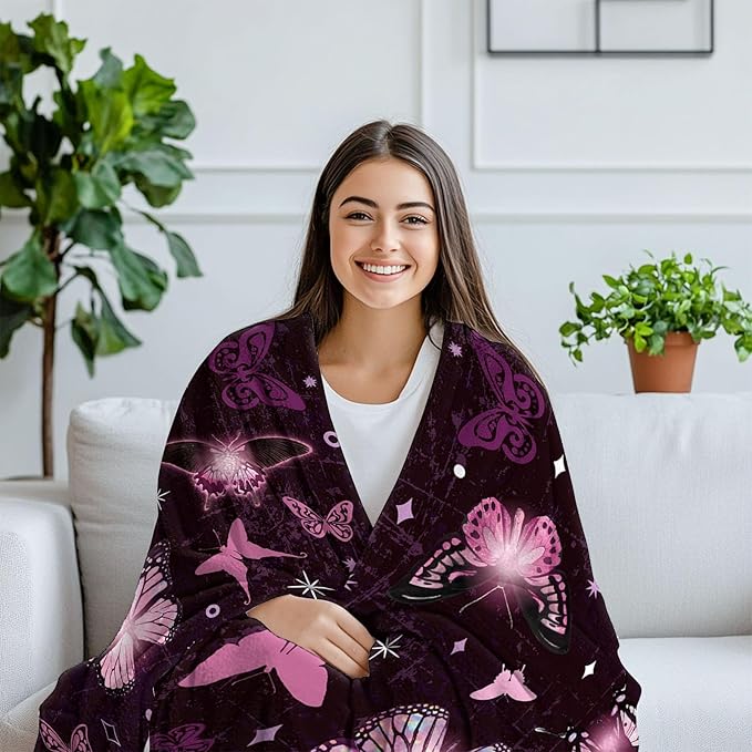 Butterfly Blanket for Butterfly Lovers, Soft Flannel Butterflies Gifts for Women, Girls, Butterflies Blanket Gifts for Adults Kids, Birthday Gifts for Christmas Thanksgiving 40x50