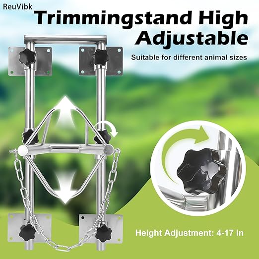 Sturdy Goat Sheep Stand, Livestock Trimming Stand Adjustable Height 304 Stainless Steel Shearing Stand Portable Sheep Head Fixture, for Goat/Sheep Milking, Shearing & Trimming Stands