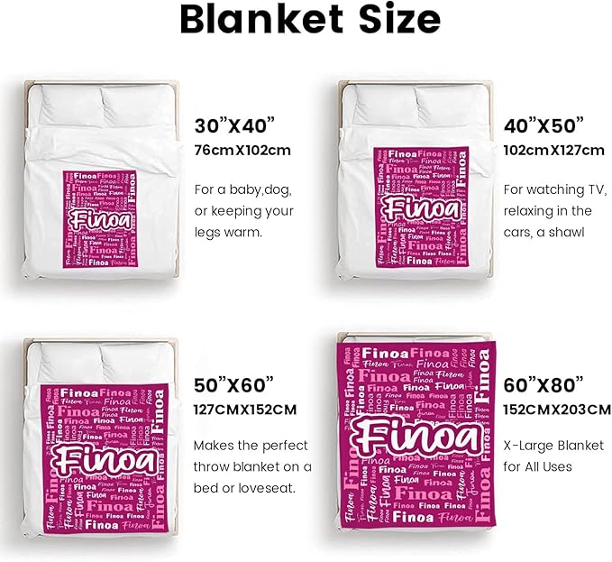 Custom Blanket with Name Personalized Blankets for Kids Adult Boys Girls Flannel Monogrammed Customized Blankets Throw (50''x60'')