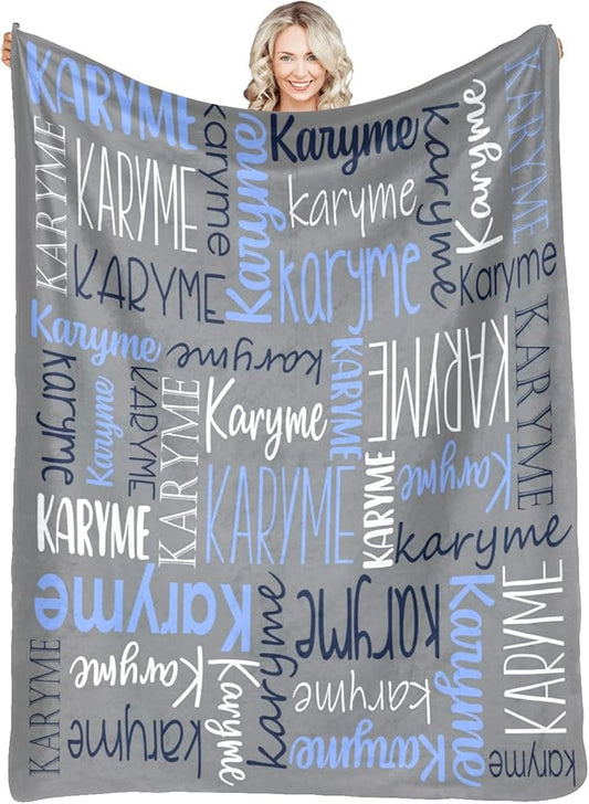 Personalized Blankets with Names Baby Gifts for Girls Boys Custom Soft Fleece and Sherpa Name Blanket for Kids and Adults Birthday for Daughter Son Granddaughter Grandson (Dark Grey)