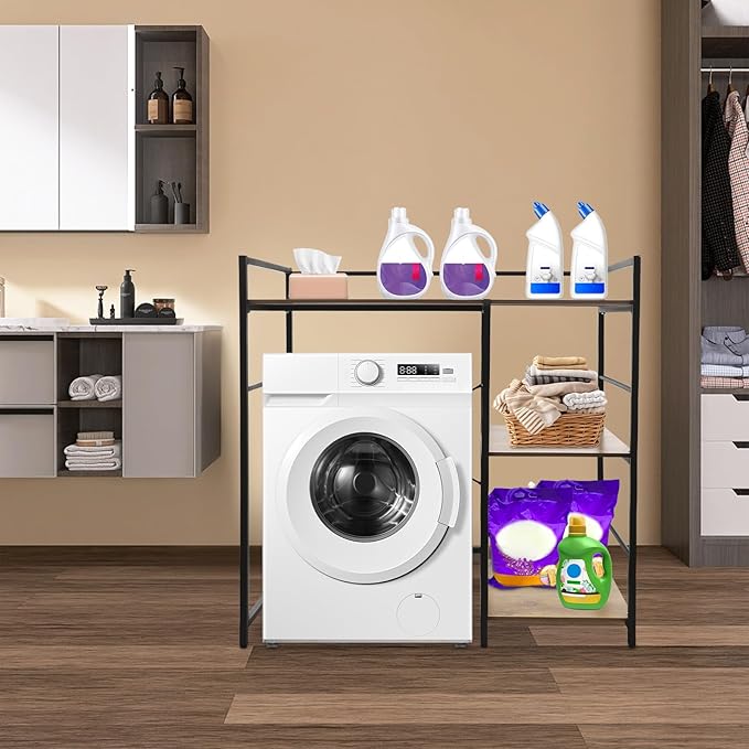 3 Tier Bathroom Washer Dryer Storage Shelf, 43.3×23.6×44.1In Washing Machine Storage Utility Rack, Space Saving Shelving Units Clothes Dryers Shelf for Laundry Room, Balcony