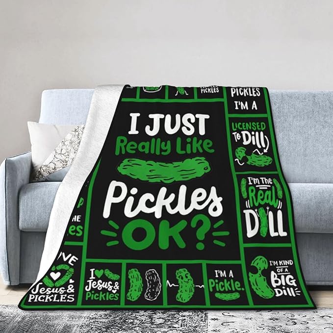 Pickle Blanket Super Soft Warm Pickle Fleece Throw Blanket I Just Really Like Pickle Women Girls Cozy Fluffy Lightweight Flannel Gifts Blankets for Men Adults 60"X50"