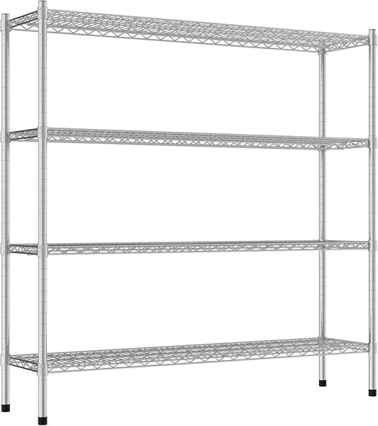 Commercial NSF Listed Chrome Stationary Wire Shelving Kit 14" x 54" x 54", with 4 Shelves Perfect for Warehouse, Walk-in Refrigerator, Freezer, Grocery Store, Restaurant, Dishroom