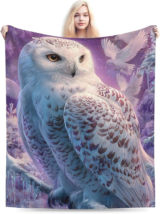 Owl Blanket Inspiring Owls Animal Blankets Fleece Plush Flannel Super Soft Cozy Fuzzy Warm Lightweight Stuff Owl Decor Gifts for Boys Girls Kids Adults Men Women 40" x 50"