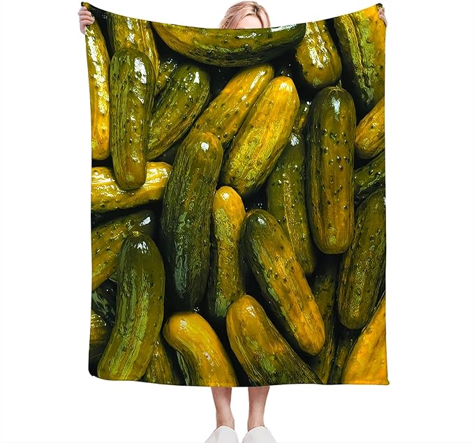 Pickle Blanket Gifts for Girls Boys Soft Warm Plush Pickle Cucumber Foodie Throw Blanket Flannel Fleece Fuzzy Pickles Blanket for Kids Lover Bed Couch Living Room Decor 60"X50"