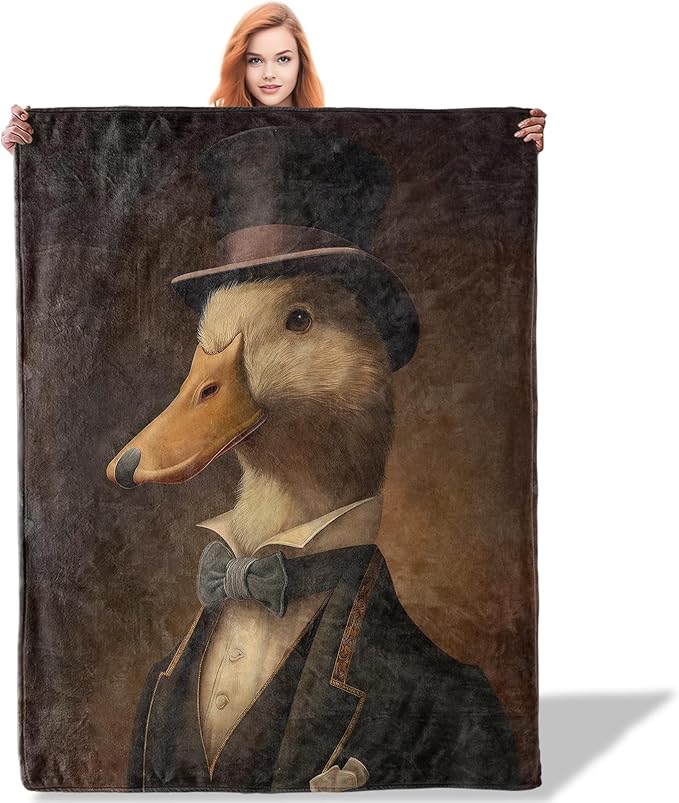 Duck Pattern Throw Blanket 40"x50", Quirky Animal Lover Blankets for Bedroom Decor, Cozy Flannel Polyester Duck Gifts for Women Adults