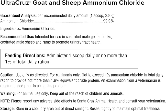 UltraCruz® Goat and Sheep Ammonium Chloride, 2.5 lb, 298 Day Supply