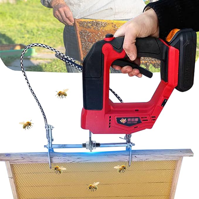 Electric Beehive Frame Shaker, 4 Speeds Cordless Bee Shaking Machine, Clamp Spleen Bee Remover Tool with 2000mAh Lith Batteries for Beekeepers Farm