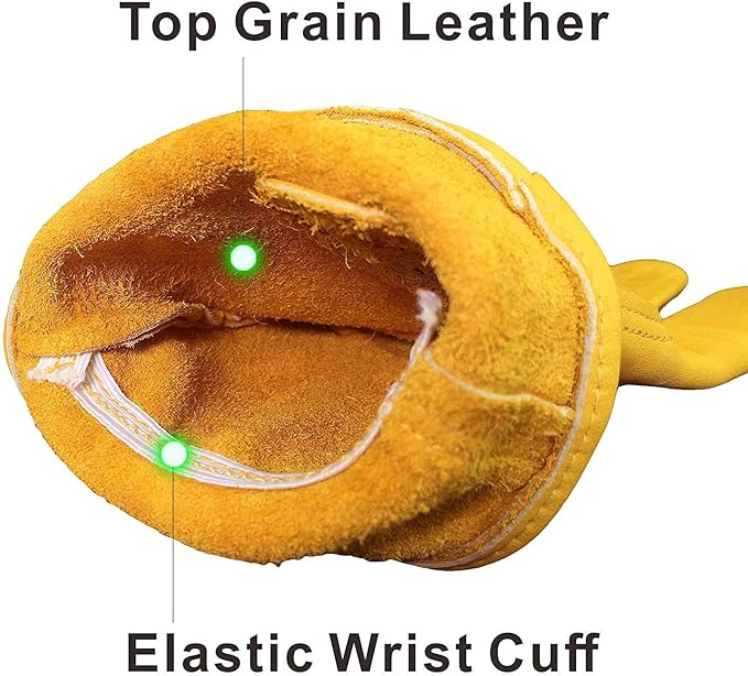 Leather Work Gloves Perfect for Gardening/Cutting/Construction/Motorcycle, Men & Women 1 Pair