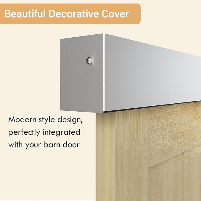 7FT Sliding Barn Door Hardware, Low Clearance Aluminium Alloy Box Rail Hardware for Wooden Barn Door, Interior Barn Door Track, Easy to Install