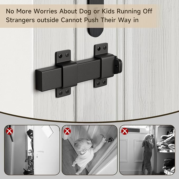 Slide Gate Latch, Door Latch with Padlock Hole, Adjustable Latch Lock,Fit for Wooden Fences, Barn Door,Fence Gate,Courtyard,Shed Lock, Cabinet,Cottages Farmhouse, Outdoor and Interior Doors-2Packs