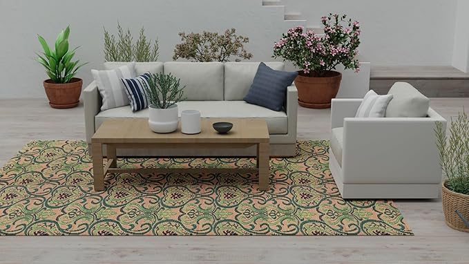 Mad Mats Traditional Outdoor Rug, Reversible Plastic Mat (6' x 9', Oasis - Medium Green)