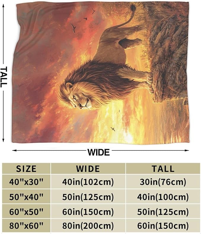 Lion Blanket Soft Cozy Lion Fleece Throw Blanket Warm Lightweight Animal Flannel Plush Bedding Stuff Decor Blankets Gifts for Lover Girls Boys Kids Women Adults Bed Travel 60"x80"