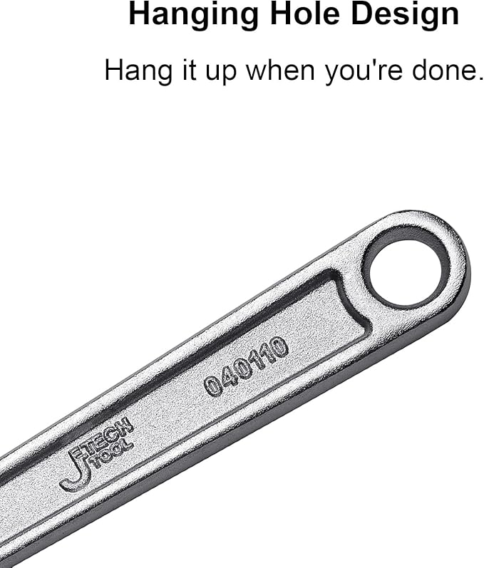 Jetech 10-Inch Adjustable Wrench - Professional Heavy Duty Chrome Vanadium Steel Shifter Spanner with Inch/Metric Scale Wide Caliber Opening