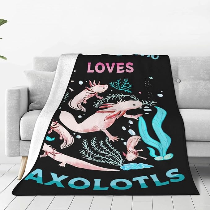 Just A Boy Axolotl Decor Throw Blanket - Super Warm Soft Plush Lightweight Fleece Flannel Blanket - Axolotl Gifts for Boys, Girls, Kids, Women, Adults - Winter Couch, Bed - 40"X50"