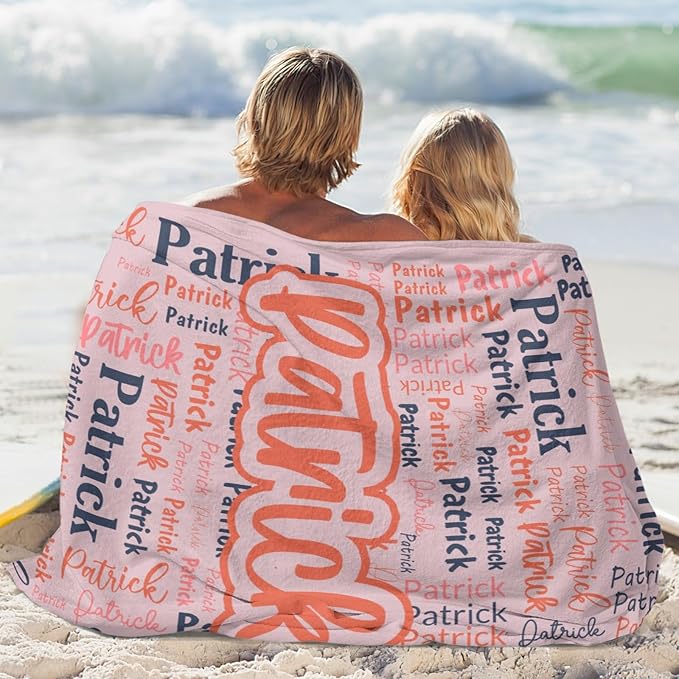 Custom Blanket with Name Personalized Blankets for Kids Adult Boys Girls Flannel Monogrammed Customized Blankets Throw (60''x80'')