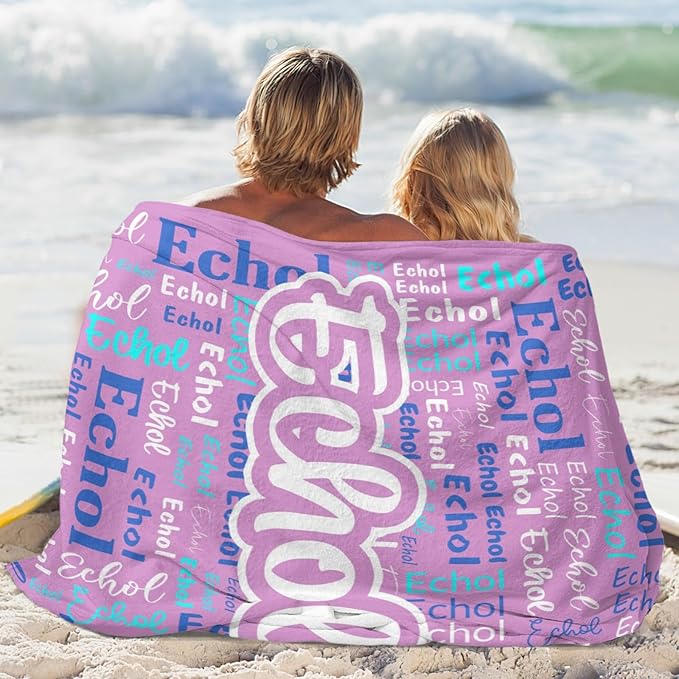 Custom Blanket with Name Personalized Blankets for Kids Adult Boys Girls Flannel Monogrammed Customized Blankets Throw (50''x60'')