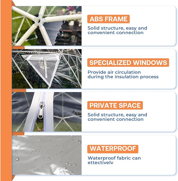 12 x 7.2 FT Garden Dome Tent, Outdoor TPU Greenhouse for 4-8 Person, Greenhouse Garden Tent with Window, Waterproof Clear Dome Tent Suitable for Camping, Party, Wedding, Christmas