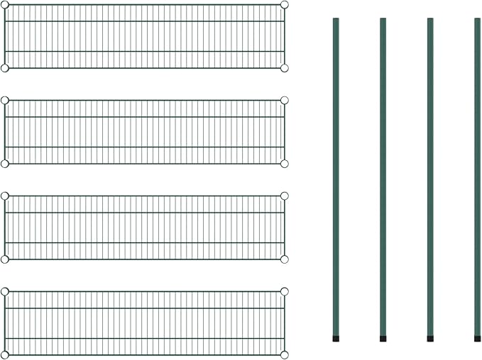 Commercial NSF Listed Green Epoxy Stationary Wire Shelving Kit 12" x 48" x 54", with 4 Shelves Perfect for Warehouse, Walk-in Refrigerator, Freezer, Grocery Store, Restaurant, Dishroom