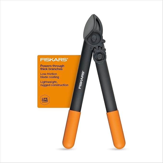 Fiskars 15-Inch PowerGear Loppers, Sharp Steel Blade Bush and Tree Trimmer, Cuts up to 1.25-Inch Diameter Branches, Rust Resistant and Lightweight Pruner, Yard Tools for Gardening