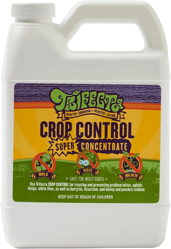 Trifecta Crop Control Super Concentrate All-in-One Natural Pesticide, Fungicide, Miticide, Insecticide, Help Defeat Spider Mites, Powdery Mildew, Botrytis, Mold, and More on Plants 4 OZ