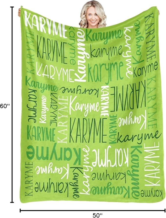 Personalized Blankets with Names Baby Gifts for Girls Boys Custom Soft Fleece and Sherpa Name Blanket for Kids and Adults Birthday for Daughter Son Granddaughter Grandson (Green)