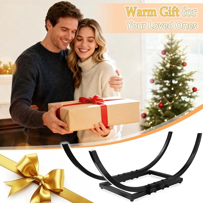 Curved Firewood Rack Firewood Holder: 30 Inch Heavy Duty Small Firewood Holder for Fireplace Indoor - Outdoor Log Rack Wood Holder