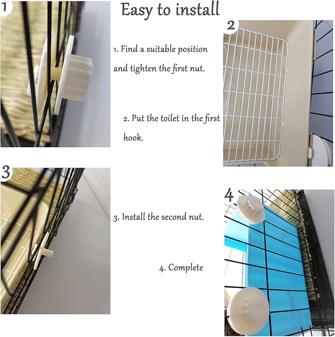 Hamiledyi Rabbit Litter Box Toilet, Pets Plastic Square Rabbit Cage Potty Trainer Corner with Small Animal Cage Clean Broom Molar Sweet Bamboo for Bunny Chinchillas Guinea Pigs (Blue)
