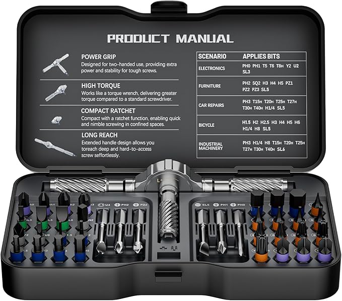 40 in 1 Magnetic Screwdriver Set,Portable Ratcheting Screwdriver Set with Storage Case,S2 Steel Multi Bit Magnetic Drive Set,DIY Detachable Precision Repair Tool Kit for Home & Professional Use