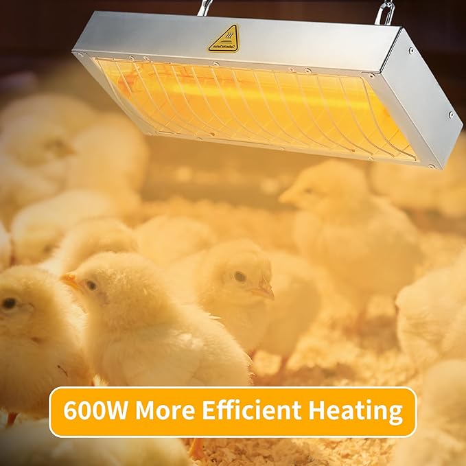 600W Chicken Coop Heater Bulb, Replacement Bulb Accessories for Chicken Heat Lamp, Brooder Heater Tubes for Chicks, Poultry, Pets, 2 Pack