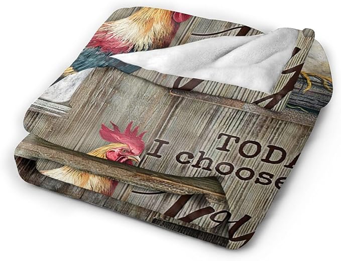 Dynova Rooster Blanket Cozy Plush Chicken Hen Throw Blankets Fuzzy Flannel Fleece Country Sunflower Gifts for Girls Boys Women Men 50"X40"