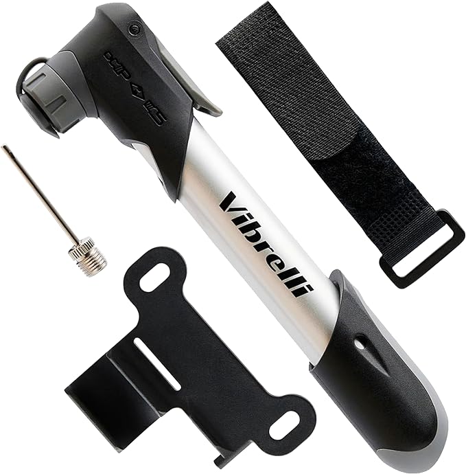 Vibrelli Mini Bike Pump - Presta & Schrader Bicycle Pump - 120 PSI Tire Pump for Road & MTB - No Valve Changing Needed