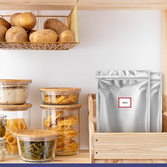 BELLE KR® 50 Pcs 2 Quart Mylar Bags for Food Storage - 8"x12" - 10 Mil Thick - Stand Up Mylar Ziplock Bags Resealable & Heat Sealable for Long Term Food Storage