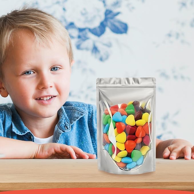 BELLE KR® 3x5 Small Mylar Bags for Freeze Dried Candy - Pack Of 100-4 Mil Thick - Clear Mylar Bags with See Through Window for Freeze Drying