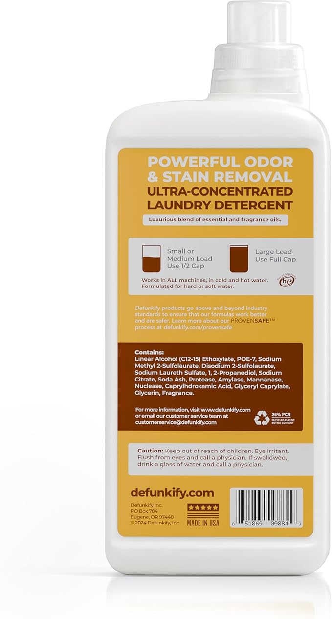 Laundry Detergent 124 Load. 'Amberwood & Citrus' Essential Oil Liquid Laundry Detergent Washing Soap for Sensitive Skin. ProvenSafe™ Cleaning Supply w/Odor & Stain Remover for Activewear & All Fabrics