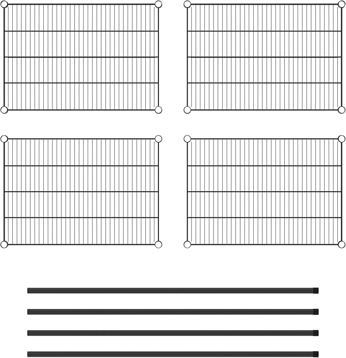 Commercial NSF Listed Black Epoxy Stationary Wire Shelving Kit 21" x 30" x 54", with 4 Shelves Perfect for Warehouse, Walk-in Refrigerator, Freezer, Grocery Store, Restaurant, Dishroom